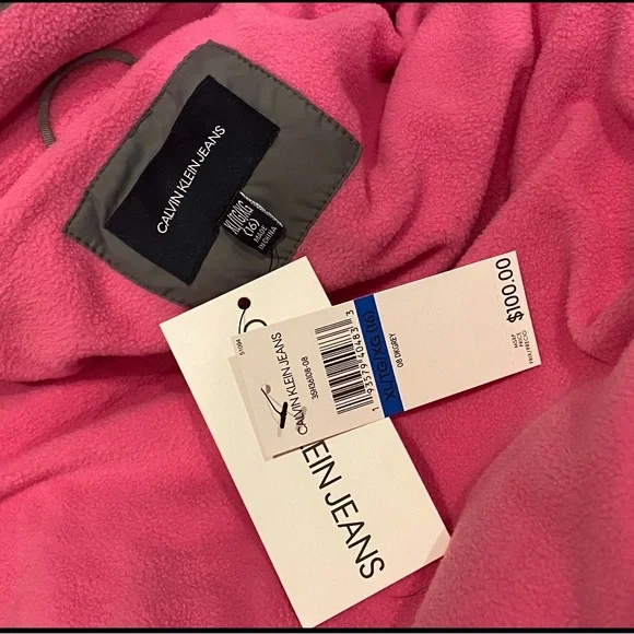 BNWT Calvin Klein Girls' Hooded Puffer Jacket Dark Grey-XL 16